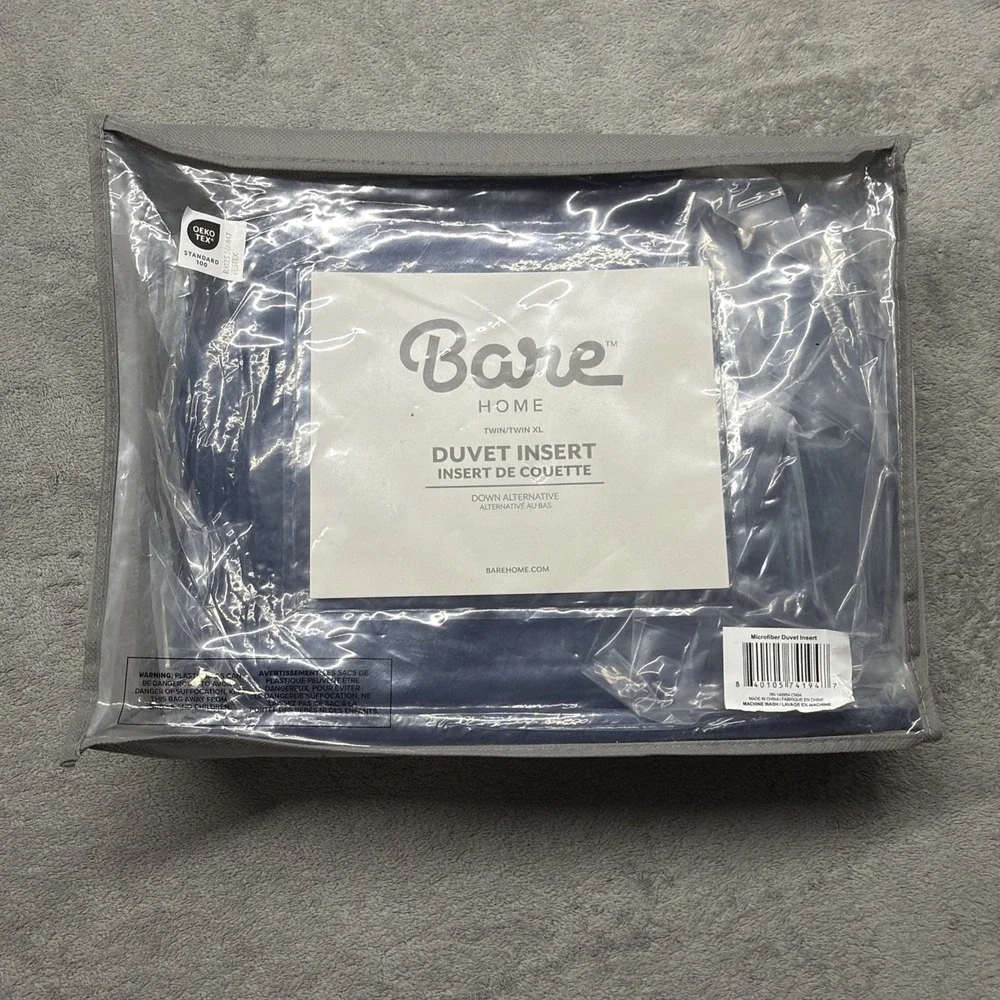 Bare Home Premium Down Alternative Comforter Duvet Insert Twin XL Dark Blue NIP